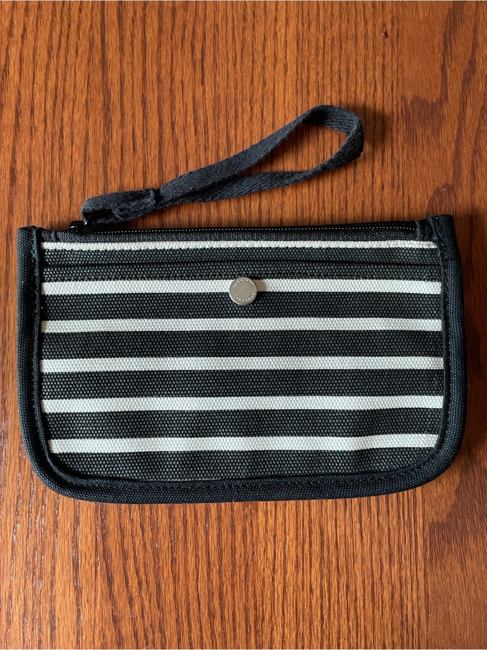 NWOT Lands’ End Striped Black & White Canvas Wristlet Wallet - 8”x5”